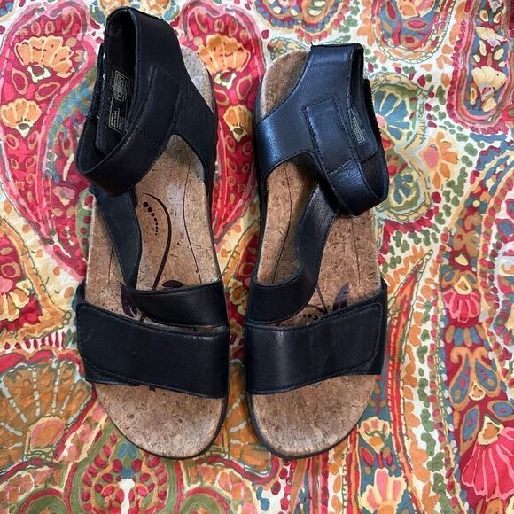 Romika leather black strappy sandal size 42 or US 11 - Picture 1 of 8
